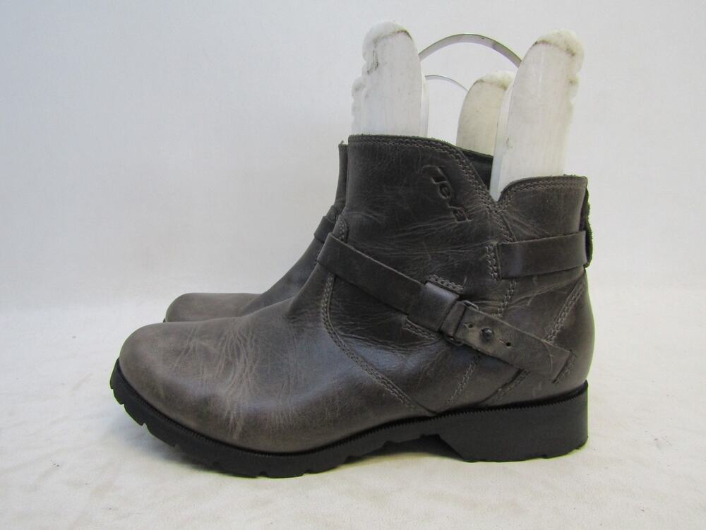 TEVA Womens Size 7 M Brown Leather Zip High Ankle Fashion Boots